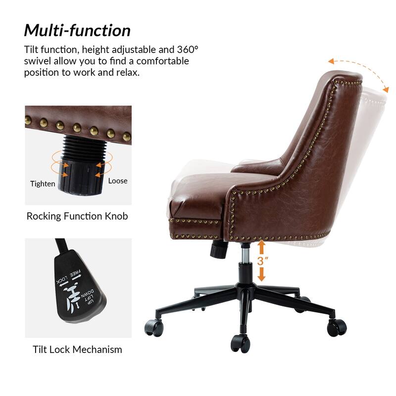 Sonia Modern Faux Leather Task Chair with Height-adjustable by HULALA HOME