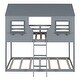 preview thumbnail 4 of 11, Twin Over Twin Bunk Bed Wood Bed With Roof,Window,Guardrail And Ladder,Solid Construction for Kids