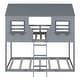 preview thumbnail 4 of 24, Twin Over Twin Bunk Bed with Roof, Windows, Ladder, and Guardrails, Solid Wood Playhouse Design, Space-Saving for Kids, Grey