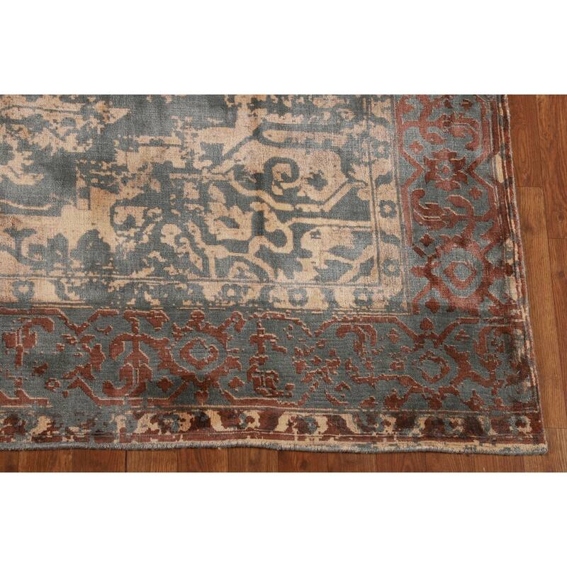 Contemporary / Abstract Area Rug Hand-Knotted Bedroom Wool Carpet - 6'6" X 9'9"