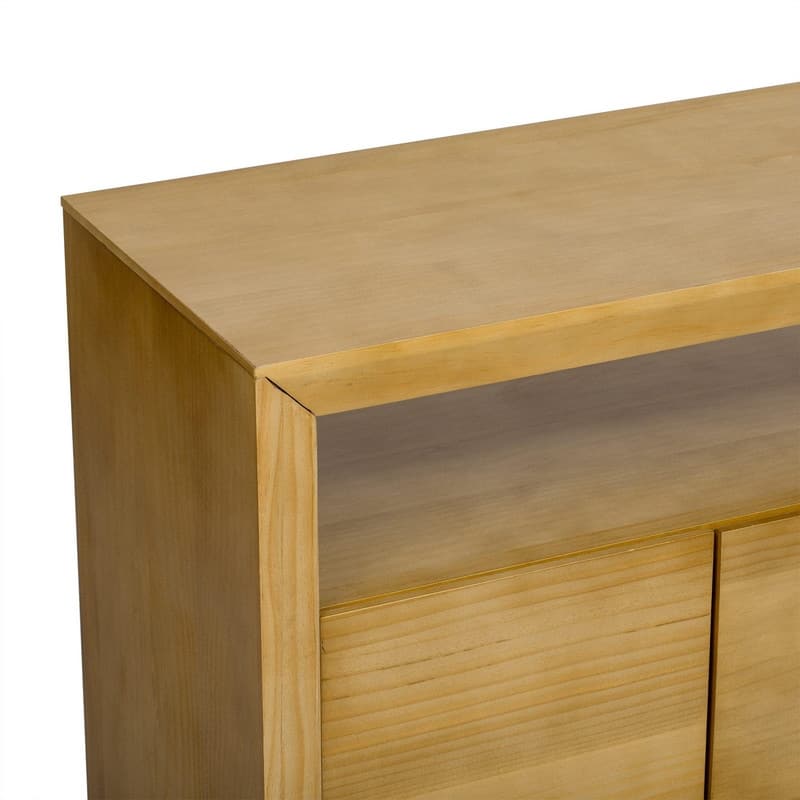 Modern Solid Wood Veneer Sideboard with Open Shelf for Stylish Home Storage Solutions