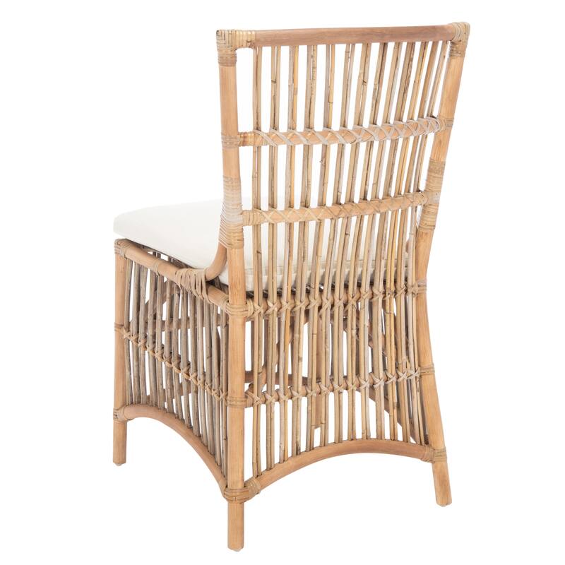 SAFAVIEH Patty Rattan Accent Chair with Cushion (Set of 2) - 19.7" W x 22.1" L x 35.4" H - 20Wx22Dx35H