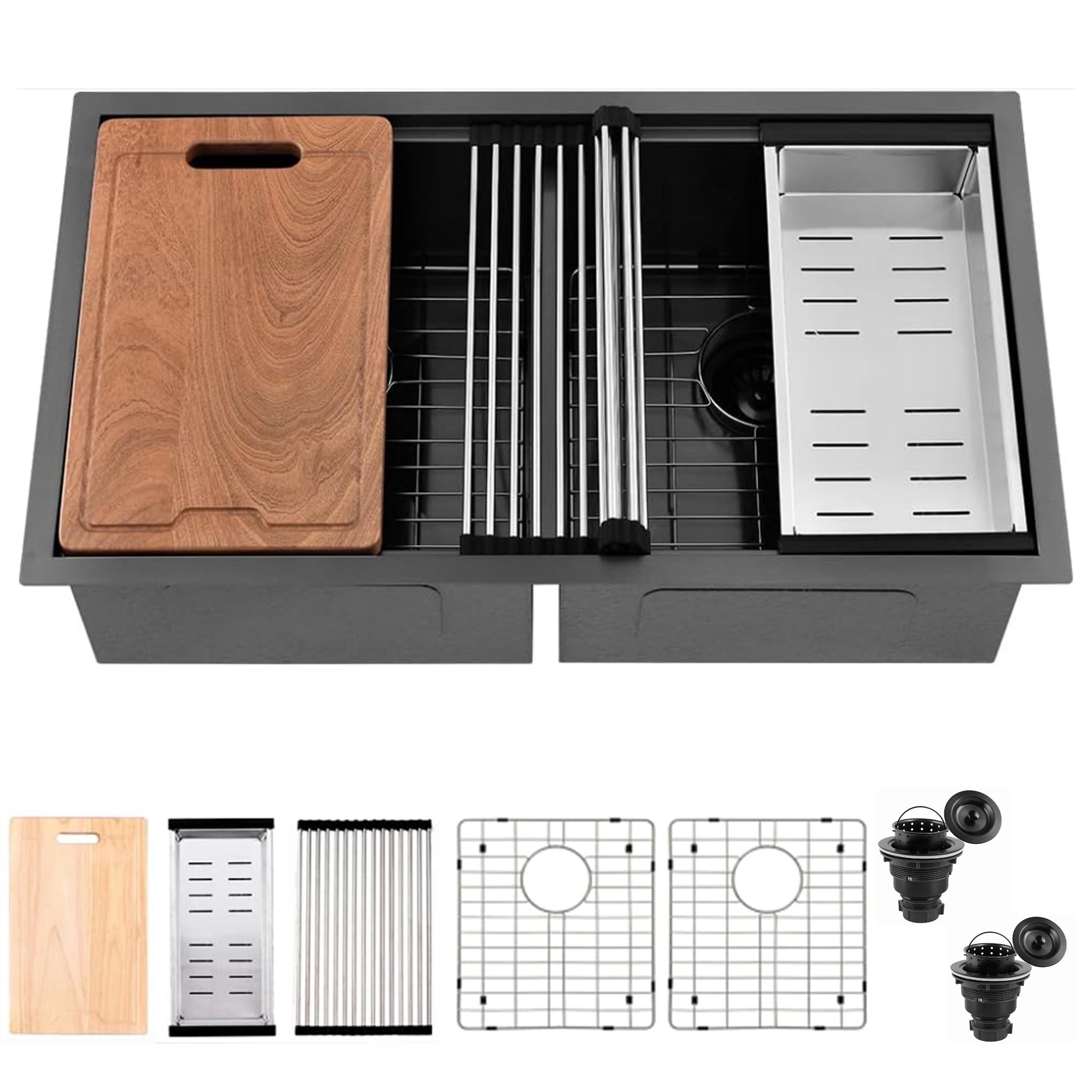 CB HOME 32'' Gold Undermount & Drop in Double Bowl Kitchen