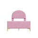 preview thumbnail 25 of 52, Twin/Full Size Velvet Bed Frame with Classic Semi-circle Shaped Headboard, Upholstered Platform Bed w/ Metal Legs for Kids Teens