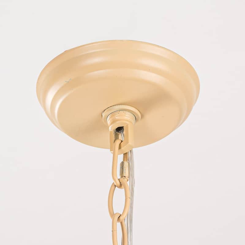 Lusteria 1-Light Farmhouse Beige Woven Hemp Rope Pendant Light