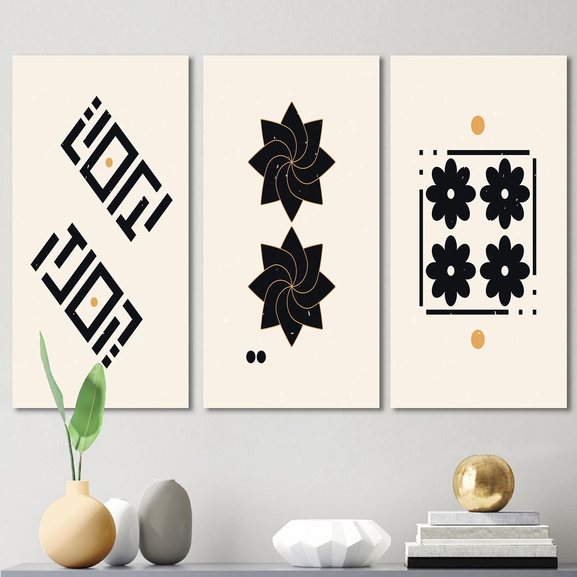 Designart 'Monochrome Vintage Minimal Geometrics IX' Mid