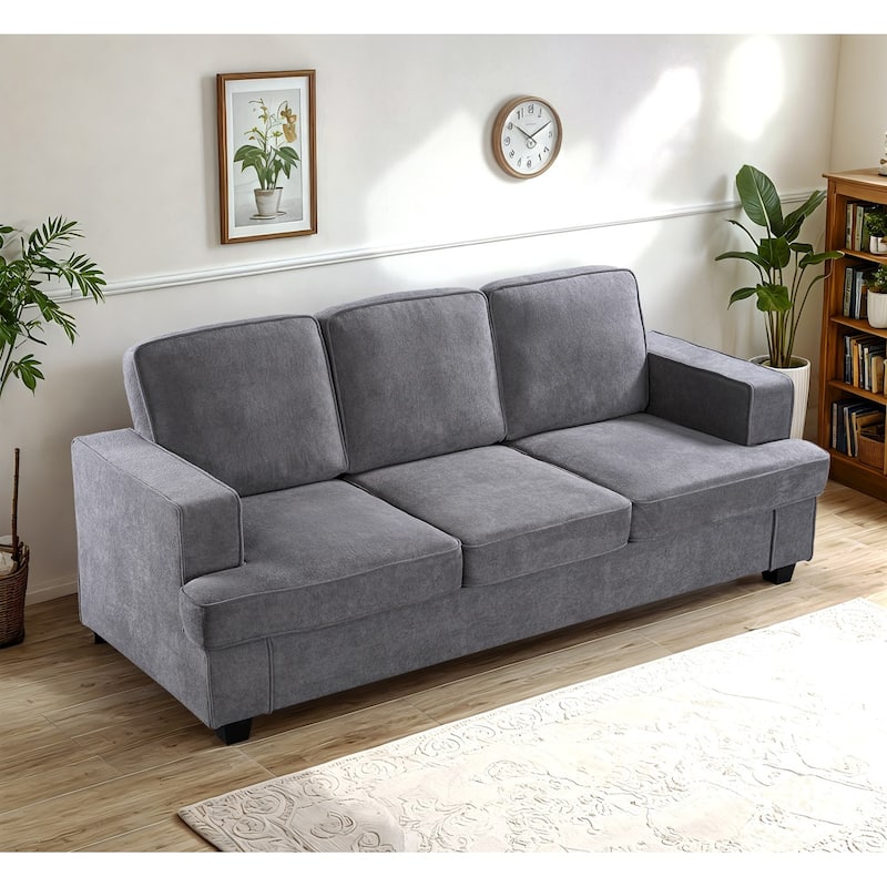 Comfortable 3 Seater Grey Velvet Sofa for Home, Apartment, Office - Multi-Color