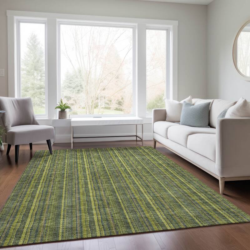 Machine Washable Indoor/ Outdoor Stripe Chantille Rug