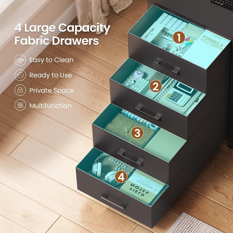 L Shaped Gaming Desk Drawers Computer Desk with Display Cabinet