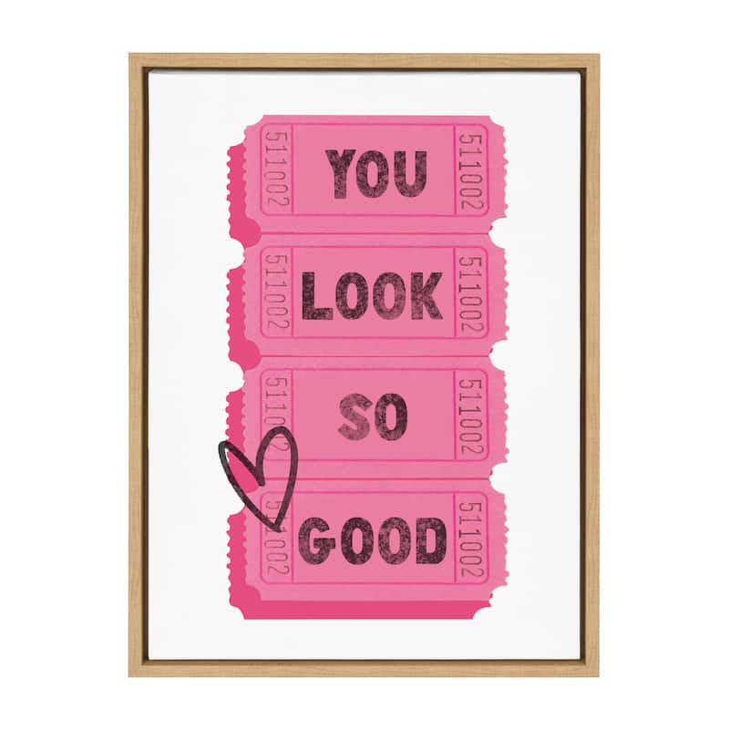 Kate and Laurel Sylvie You Look So Good Pink Tickets Framed Canvas by Alli Standefer