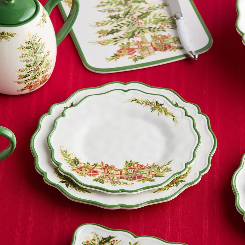 Certifed International Holly Tree Set of 4 Melamine Salad/Dessert Plates 9" - 9 L x 9 W x 0.75 H