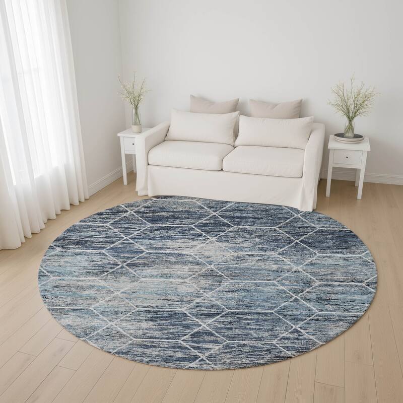 Premium Washable Super Soft Geo Abstract Mayfield Rug - Blue - 8' x 8'