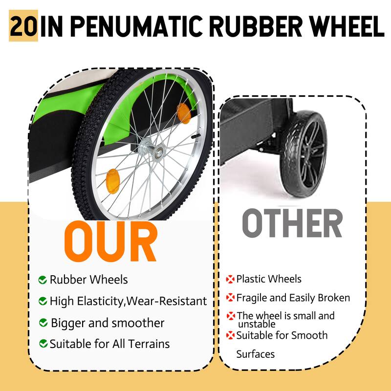 Large Folding Bike Trailer for Dogs, Heavy-Duty Steel Frame, Spacious Design, All-Terrain Cycling, Jogging & Camping Adventure