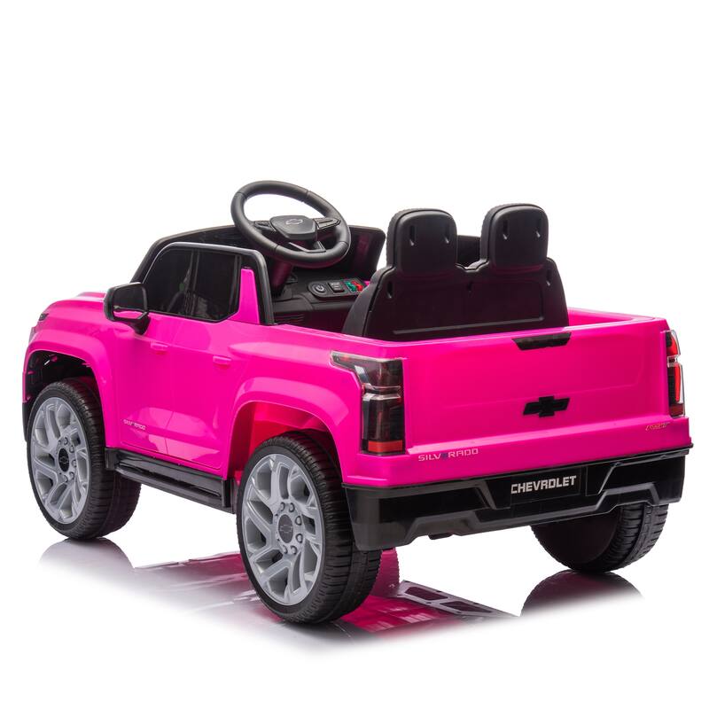 Licensed 24V Chevrolet Silverado EV Kids Ride-On Car with Four-Wheel Suspension, Remote Control, Bluetooth, and LED Lights