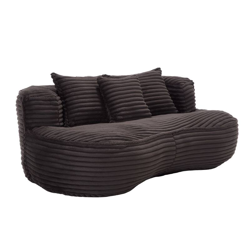 Corduroy Bean Bag Chair, Foam-Filled Lazy Floor Sofa with 3 Pillows, Soft Upholstered Lounge Chair for Adults & Teens