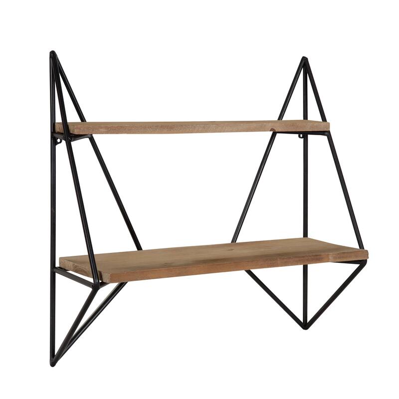 Kate and Laurel Melita Modern Two-Tier Floating Wall Shelf - 2 Shelves - Rustic Brown/Black