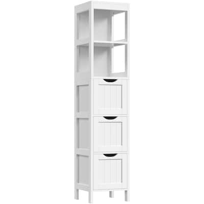 Yaheetech Modern Bathroom Storage Cabinet With 3 Drawers and 2 Open Shelves, White - N/A