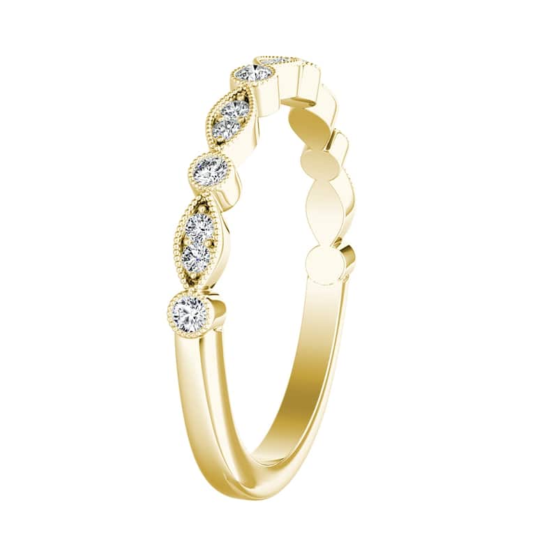 Auriya Stackable Vintage Milgrain 1/6ctw Diamond Wedding Band 14k Gold