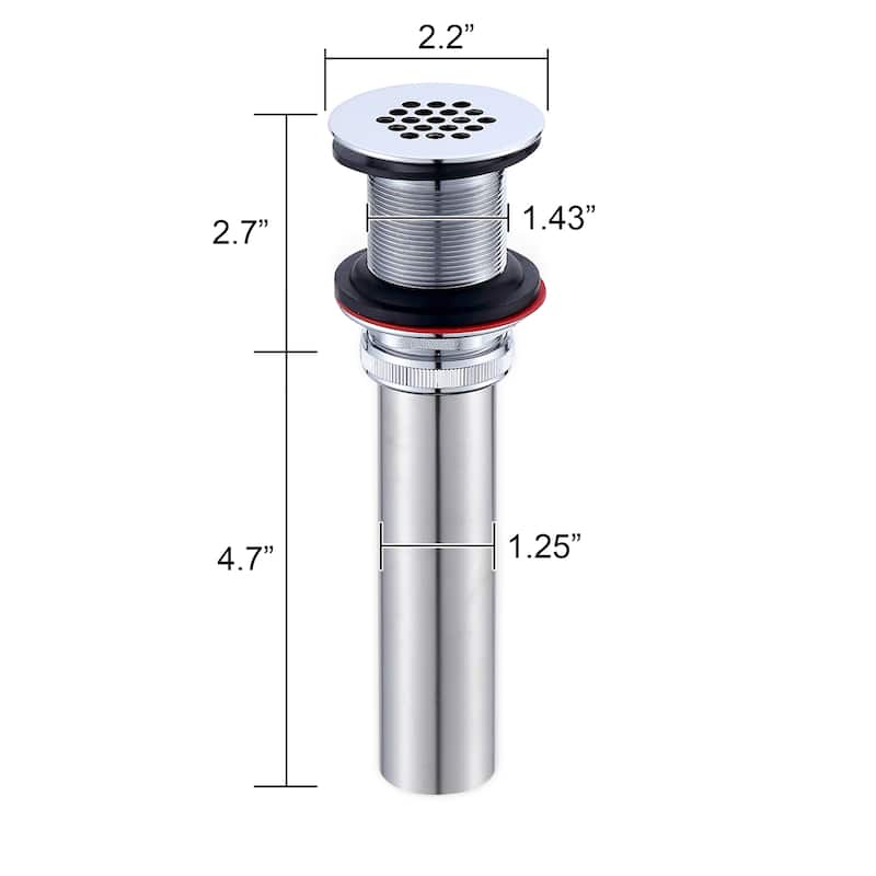 Luxier DS05-T Bathroom Sink Grid Drain Strainer with No Overflow