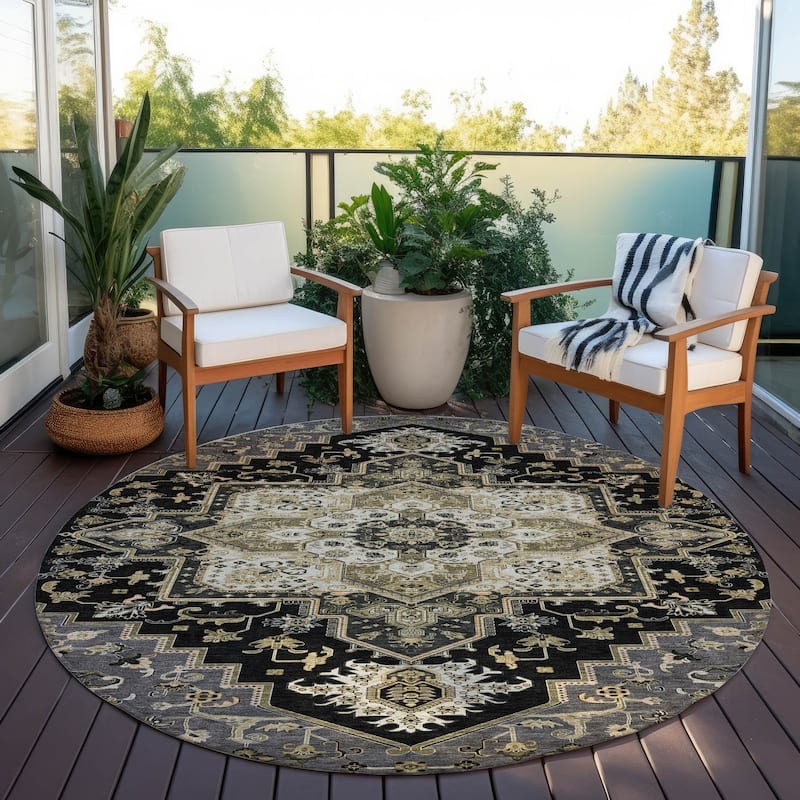 Machine Washable Indoor/ Outdoor Persian Traditional Chantille Rug