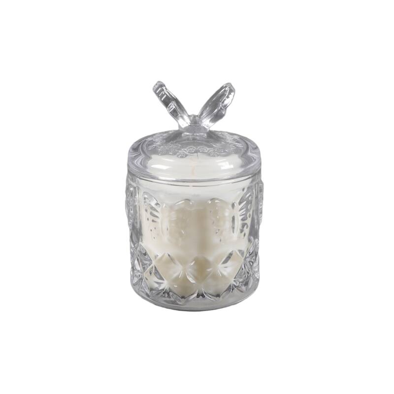 3.25" Clear Glass Candle w Butterfly Lid (7 oz)