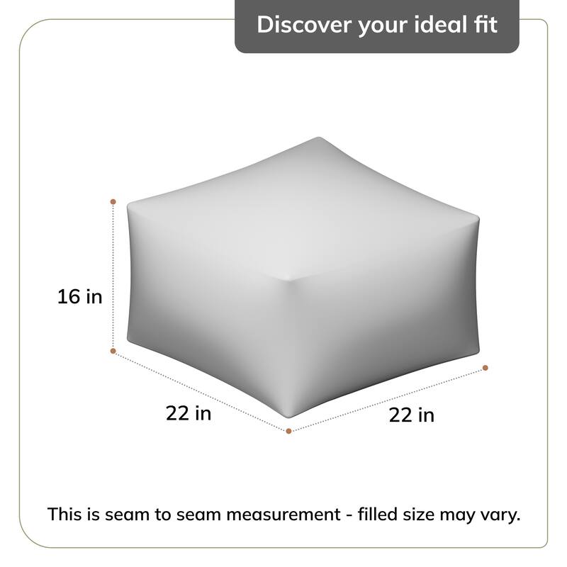 Jani Georgette 22 x 22 x 16 Gray & Ivory Square Pouf Ottoman - Handmade Footrest for Living Room, Bedroom