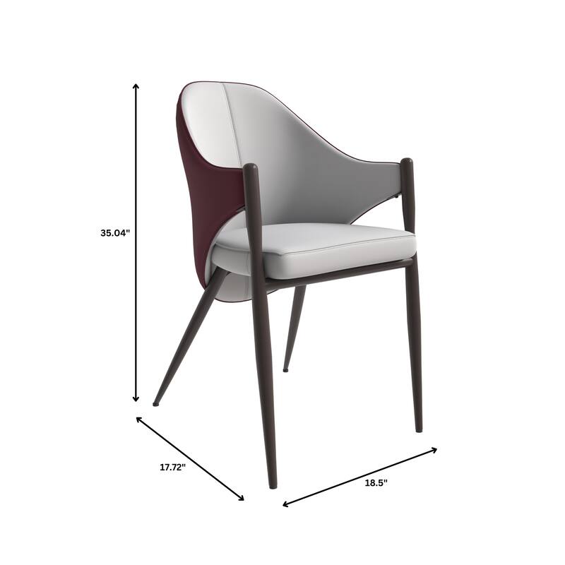 Upholstered Leather Dining Chair with Iron Legs Accent Armchair Set of 4