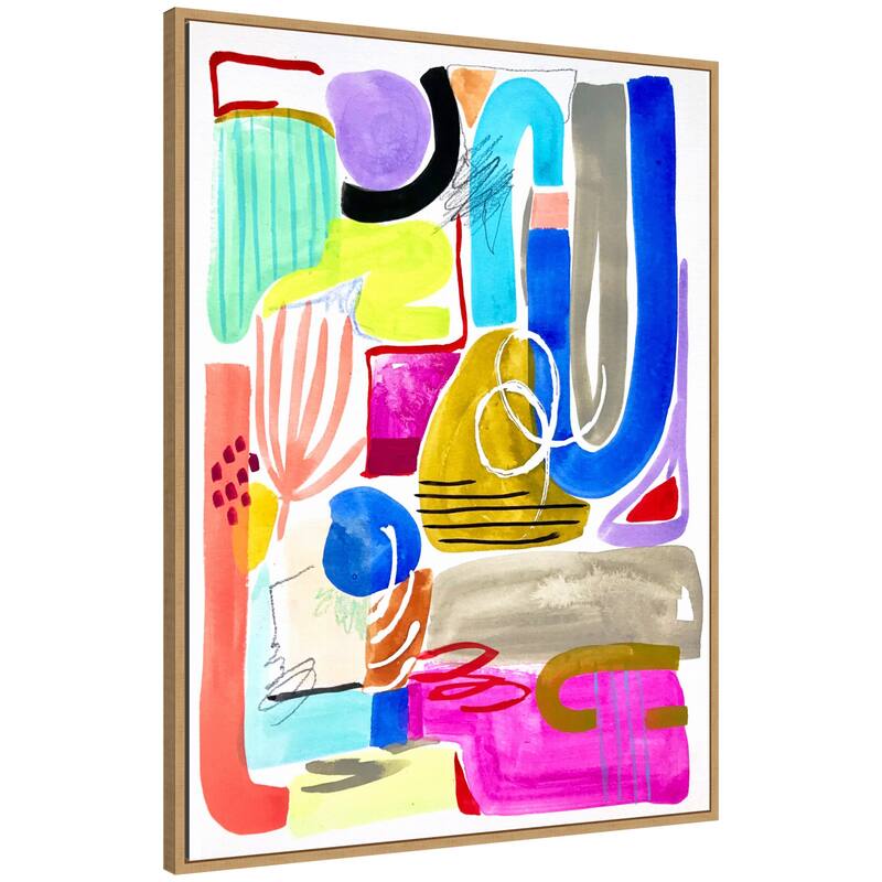 Kate and Laurel Sylvie Abstract 11 Framed Canvas by Emma Daisy - 32x42