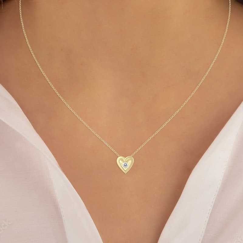 Marquee 1/4 Carat Diamond Heart Solitaire Pendant in 10K Yellow Gold