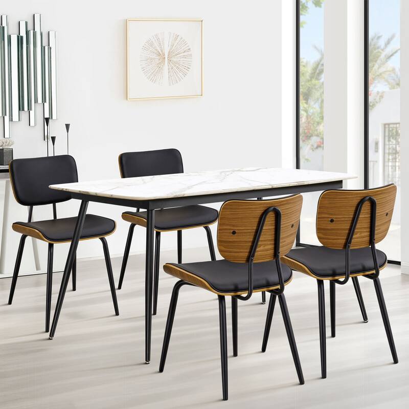 Faux Leather Upholstered Dining Chairs Set of 2/4 - 33.5" H x 17.5" W x 23" D