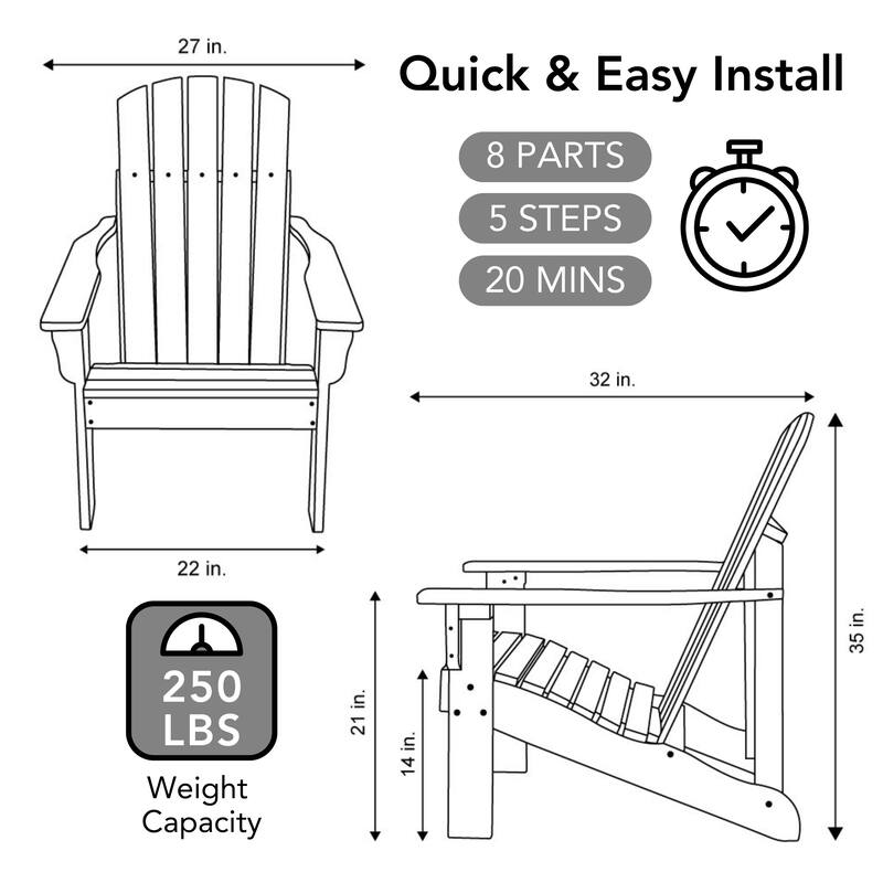Laguna Outdoor Weather Resistant Wood Patio Adirondack Wood Chair