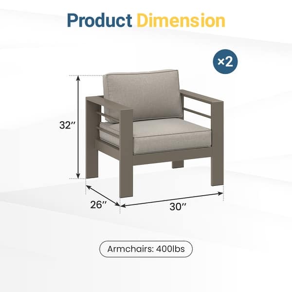 dimension image slide 0 of 4, All-weather Outdoor Single Sofa for Balcony, Garden, Deck, Backyard