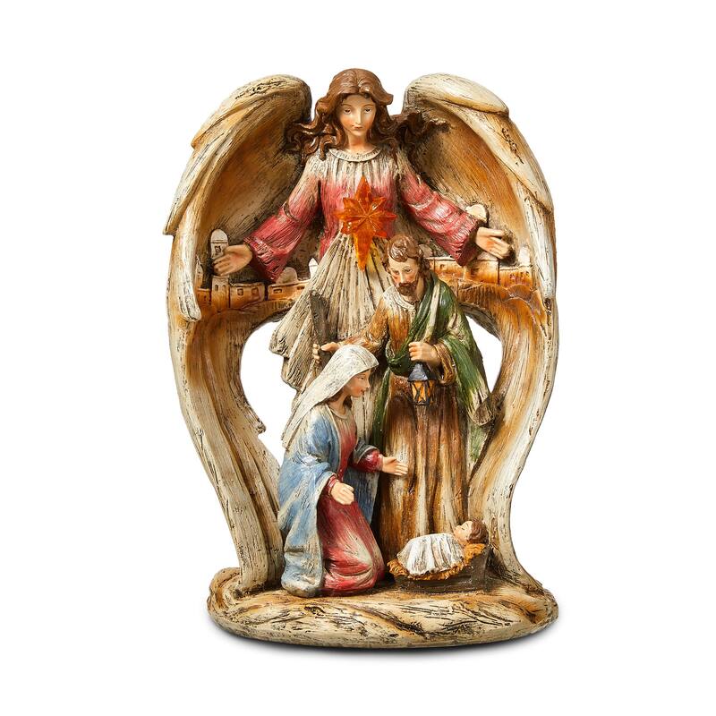 Glitzhome Resin Angel Christmas Nativity - Multi