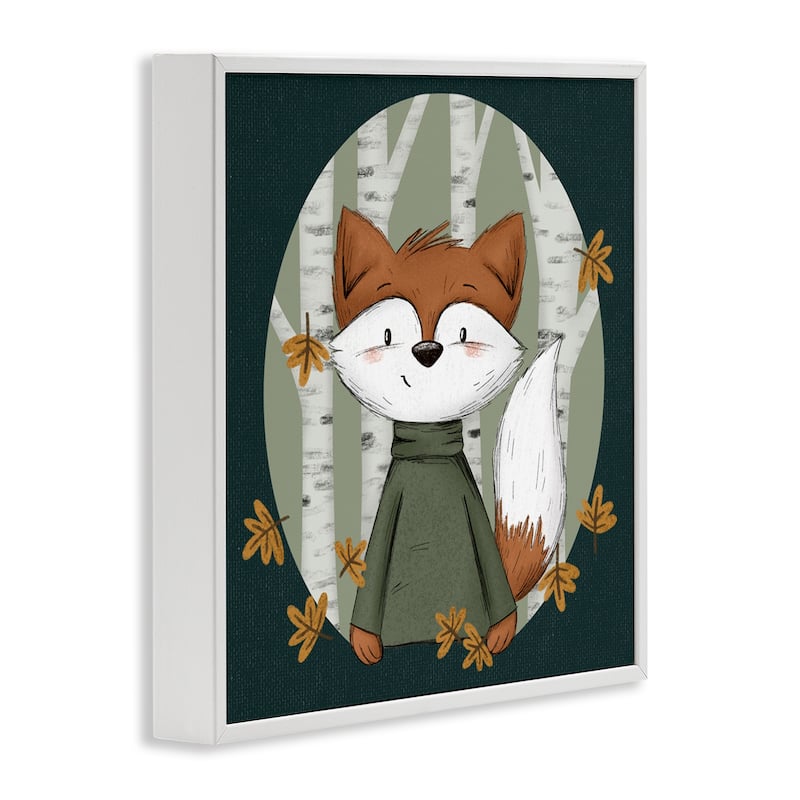 Stupell Autumnal Fox & Birch Trees Framed Giclee Art Design By Sarah Hickman