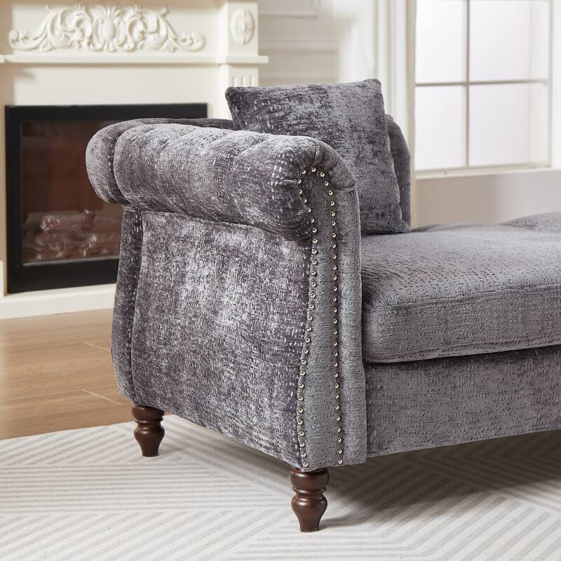 81" Button Tufted Sleeper Sofa Bed with Nailhead and Pillows