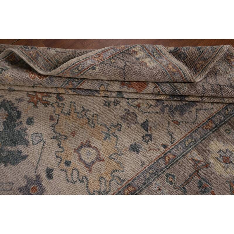 Vegetable Dye Oushak Turkish Area Rug Handmade Geometric Wool Carpet - 6'0"x 8'9"