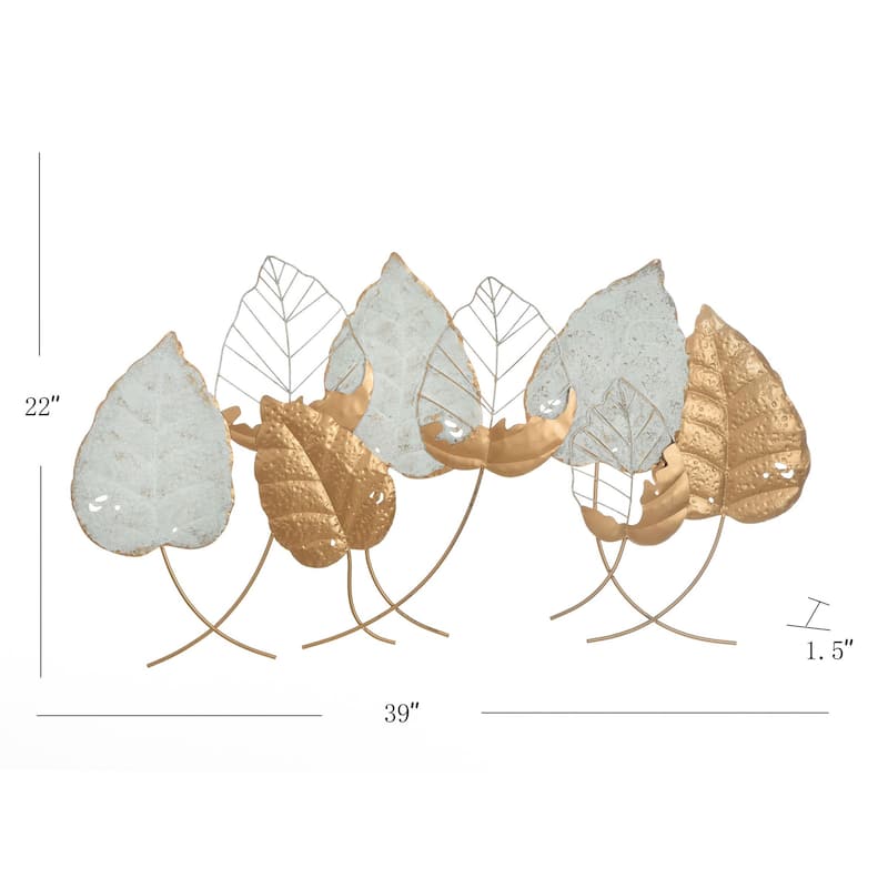 Gold Leaves - Handmade Iron Wall Art - Gold Painted