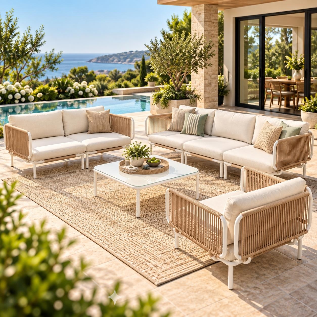 Outdoor Modular Oversized Sectional Sofa Chair with Cushions PE Rattan Patio Conversation Set
