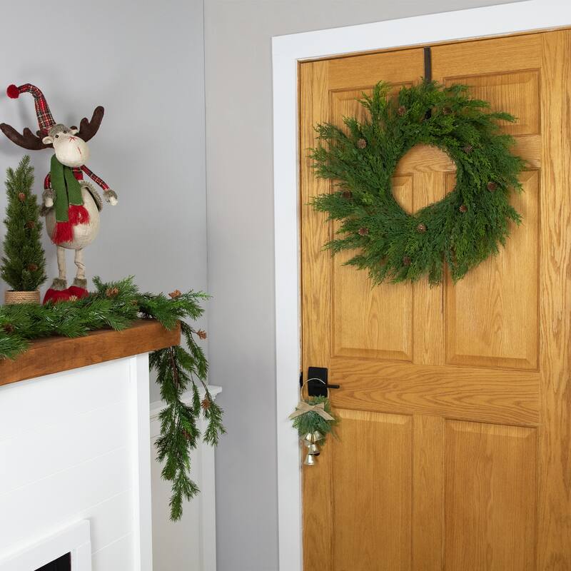 24" Soft Green Cedar Artificial Christmas Wreath with Pine Cones - Unlit