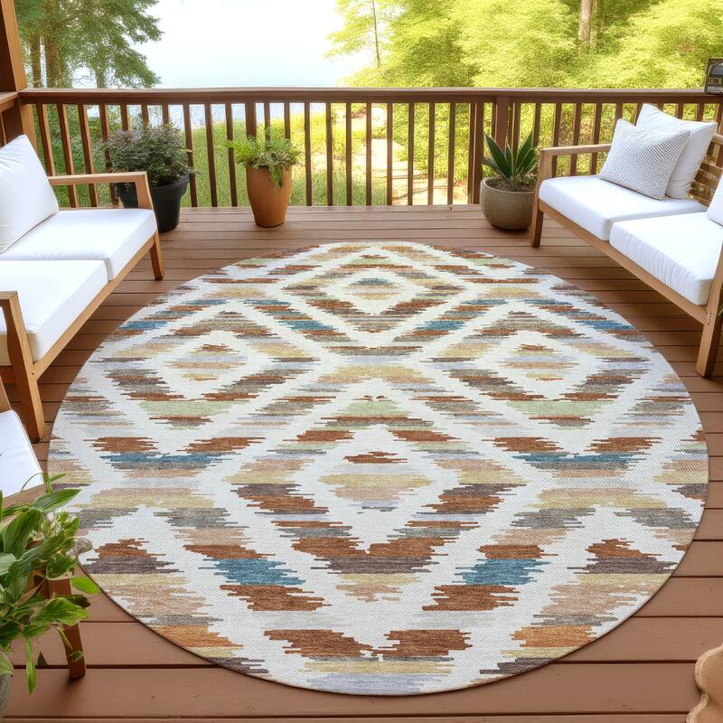 Machine Washable Indoor/ Outdoor Global Diamdon Chantille Rug - Paprika - 8' x 8'