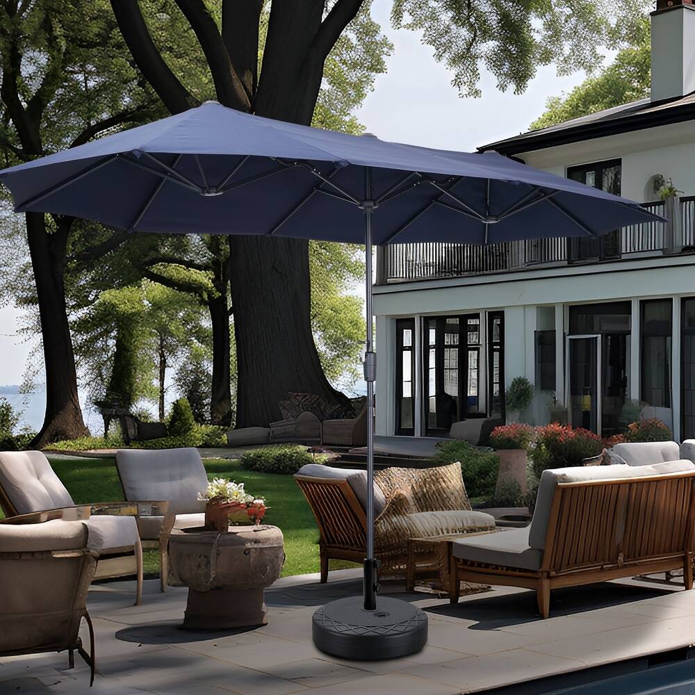 13 ft Patio Umbrella with Base Double-Sided Rectangular Outdoor Deck Umbrella