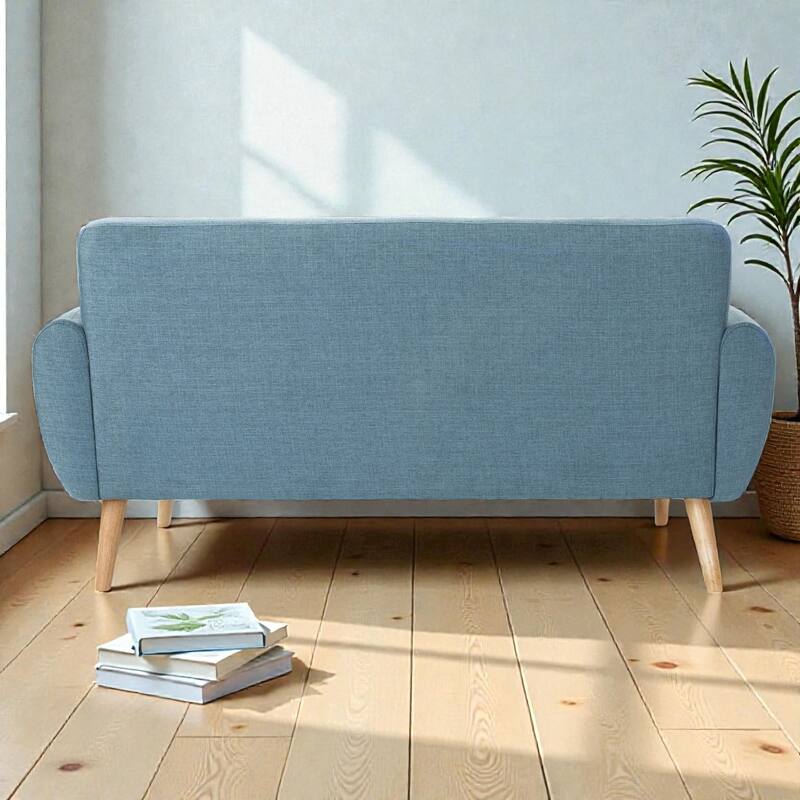 67.25" Button Tufted Loveseat, Mid-Century Modern Upholstered Sofa with Tapered Wood Legs