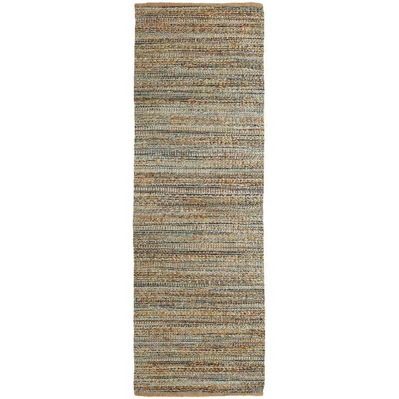 Sevita Organic Jute Geometric Area Rug, Blue and Medium Blue