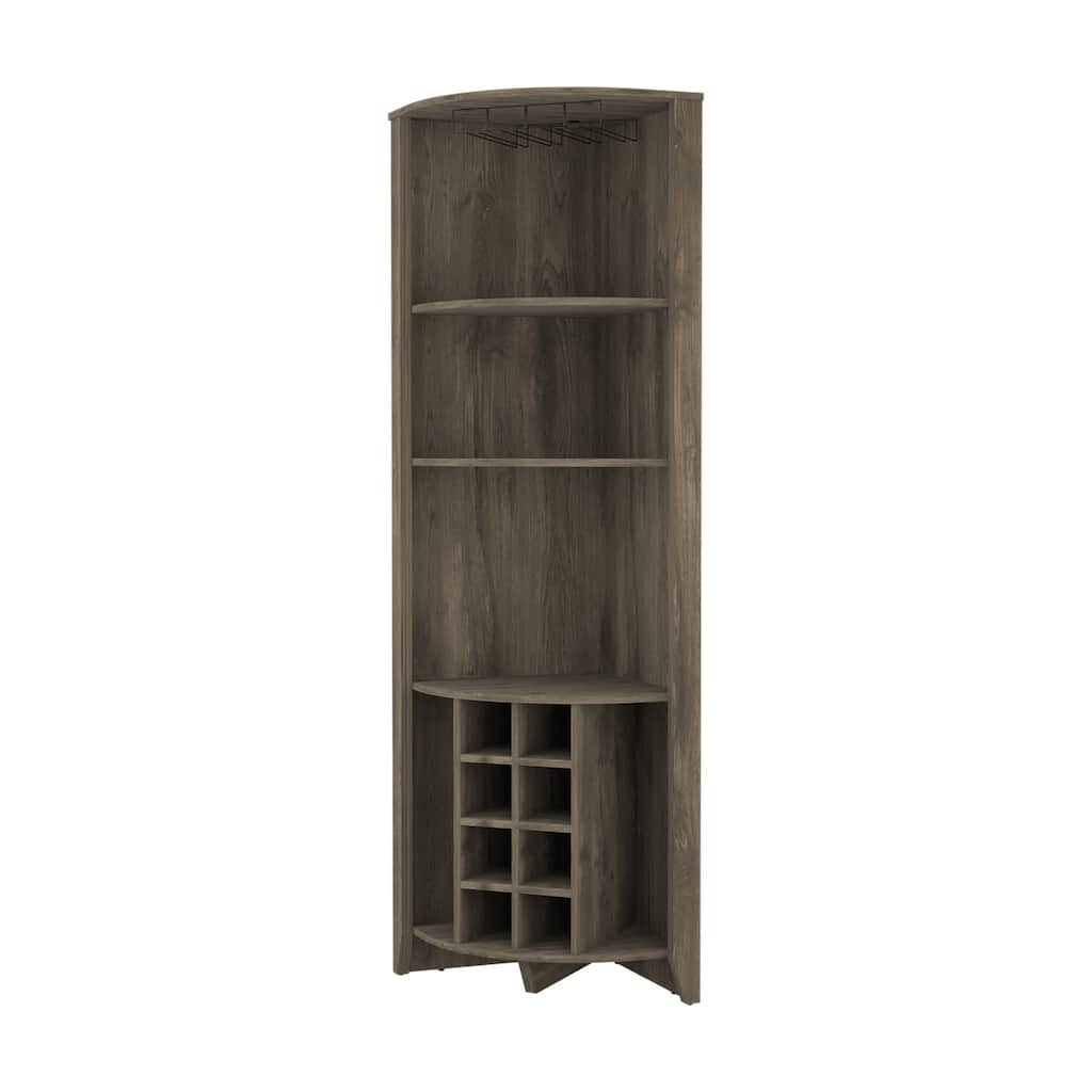 HomeRoots 71" Dark Brown Wood Corner Bar Cabinet