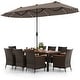 preview thumbnail 55 of 53, Costway 11 PCS Patio Dining Set with 15ft Double-Sided Patio Umbrella