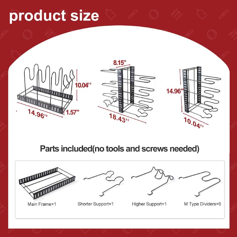 Anmytek Adjustable Kitchen Pot Rack Multi Purpose Storage Organization Shelf