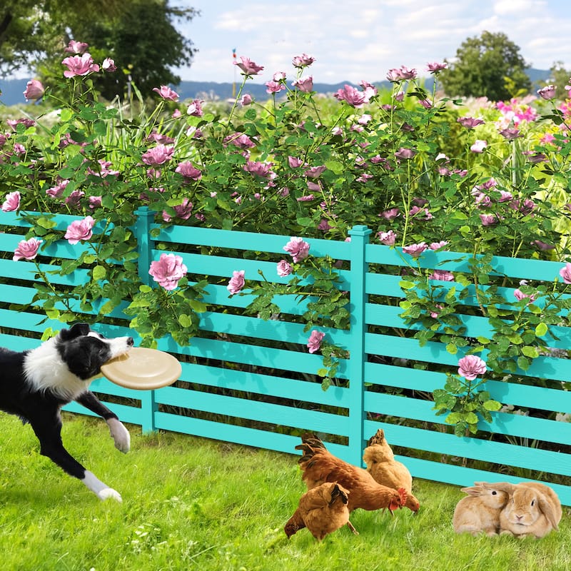 2,4-Panel Courtyard Privacy Fence Without Digging Pits, Easy To Set Up, No Damage To The Ground - 39.3 in. W x 35.6 in. H - Aruba Blue-pieces of 2