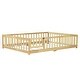 preview thumbnail 35 of 43, White Full Size Wooden Floor Bed with Fence & Door, Rubber, Safety Guardrails