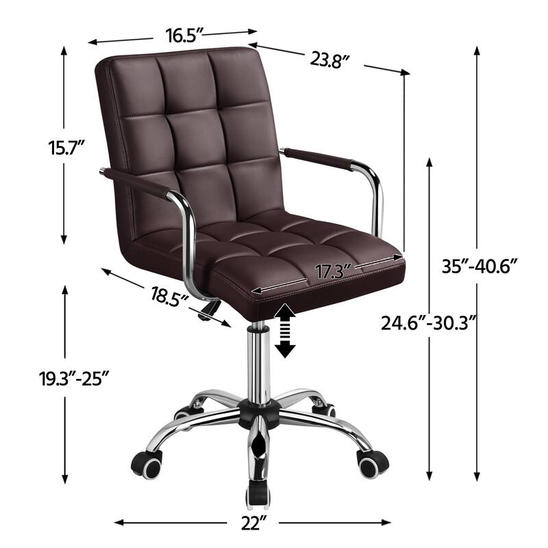 Yaheetech Adjustable Faux Leather Swivel Office Chair with Wheels