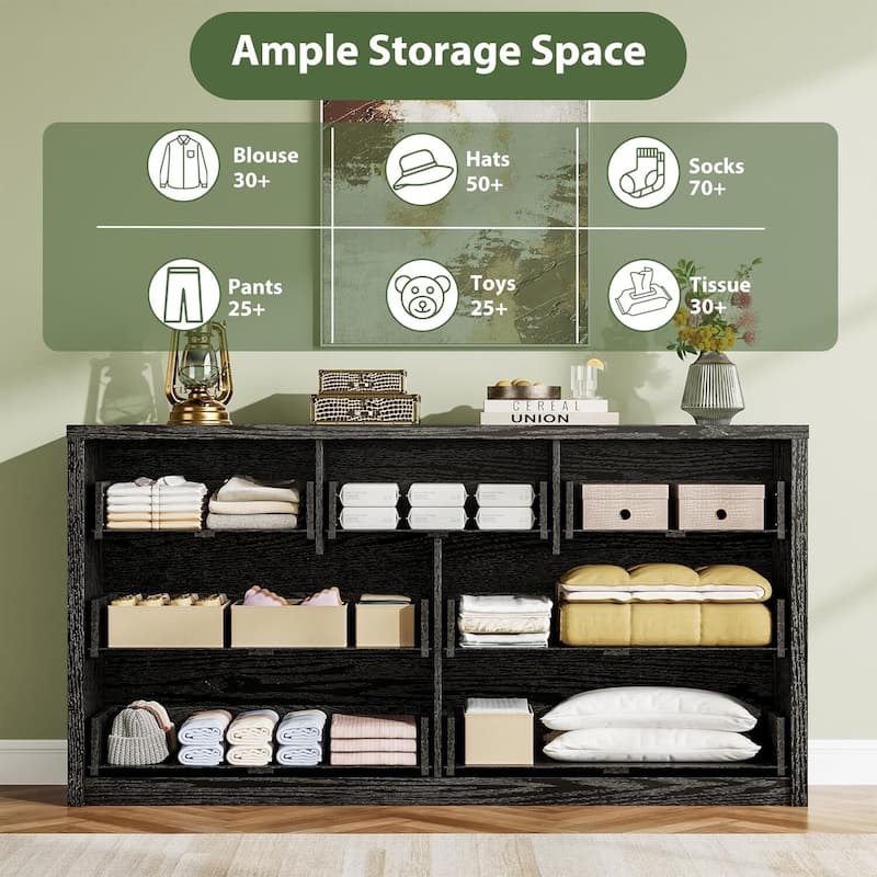 Modern Wide 7 Drawer Dresser Storage Cabinet for Living Room, Hallway Entryway